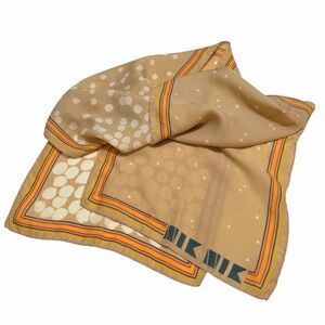 Nik Nik Vintage Italian Made Scarf Rectangular 54”x12-1/2” Beige/White Classic